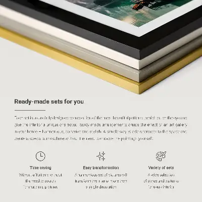 Gerahmtes Bilderset mit pastellfarbenen Motiven auf Leinwand