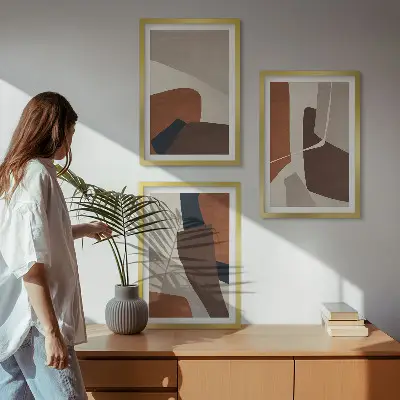 Abstrakte moderne Strukturen 3er-Set Bilder mit Rahmen