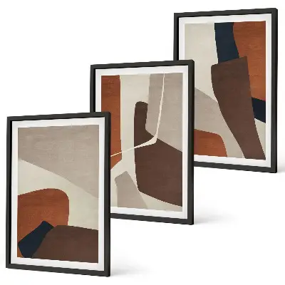 Abstrakte moderne Strukturen 3er-Set Bilder mit Rahmen