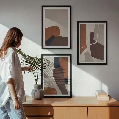 Abstrakte moderne Strukturen 3er-Set Bilder mit Rahmen
