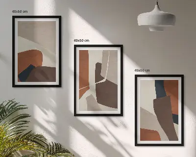 Abstrakte moderne Strukturen 3er-Set Bilder mit Rahmen