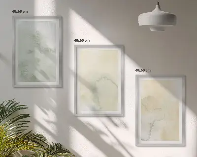 Gerahmtes Bilderset mit pastellfarbenen Aquarelltexturen