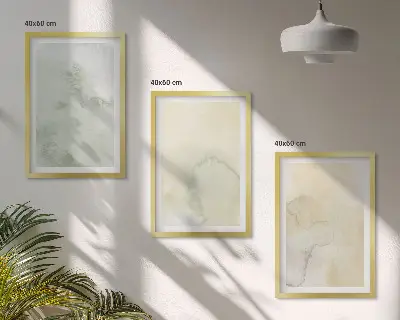 Gerahmtes Bilderset mit pastellfarbenen Aquarelltexturen