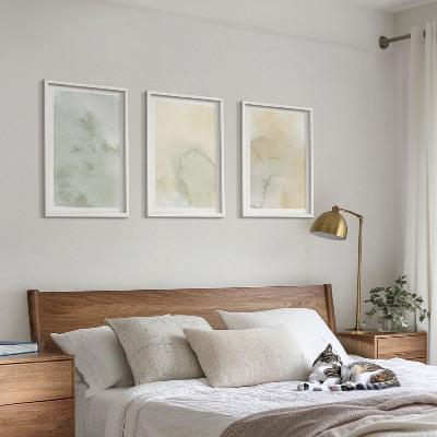 Gerahmtes bilderset Pastellfarbene Aquarelltexturen