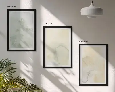 Gerahmtes Bilderset mit pastellfarbenen Aquarelltexturen