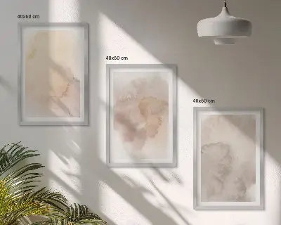 Bilder-3er-Set mit Rahmen mit warmen Aquarell-Pastelltexturen
