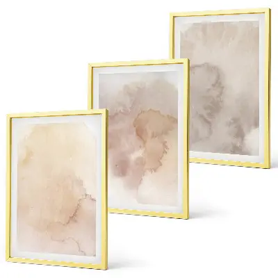 Bilder-3er-Set mit Rahmen mit warmen Aquarell-Pastelltexturen