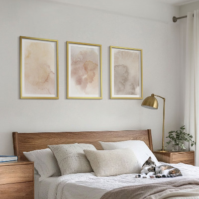Bilder-3er-set mit rahmen Warme Aquarell-Pastelltexturen