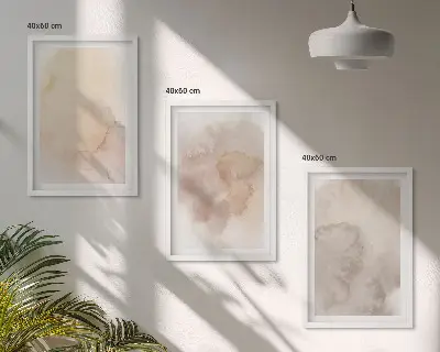 Bilder-3er-Set mit Rahmen mit warmen Aquarell-Pastelltexturen