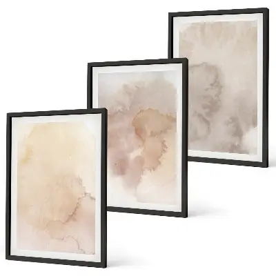Bilder-3er-Set mit Rahmen mit warmen Aquarell-Pastelltexturen