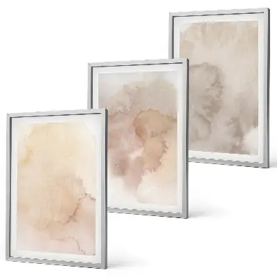 Bilder-3er-Set mit Rahmen mit warmen Aquarell-Pastelltexturen