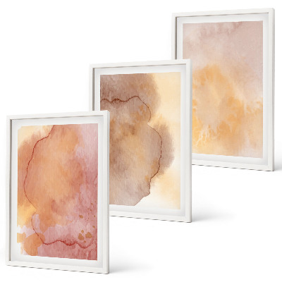 Gerahmtes bilderset Warme, farbenfrohe Aquarelltexturen
