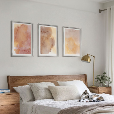 Gerahmtes bilderset Warme, farbenfrohe Aquarelltexturen