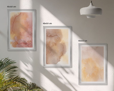 Gerahmtes bilderset Warme, farbenfrohe Aquarelltexturen