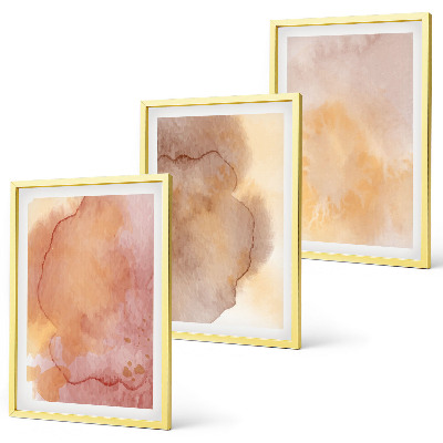 Gerahmtes bilderset Warme, farbenfrohe Aquarelltexturen