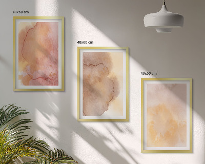 Gerahmtes bilderset Warme, farbenfrohe Aquarelltexturen