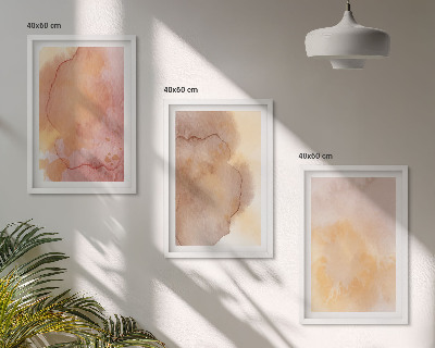 Gerahmtes bilderset Warme, farbenfrohe Aquarelltexturen