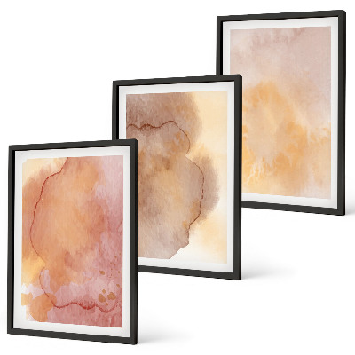 Gerahmtes bilderset Warme, farbenfrohe Aquarelltexturen