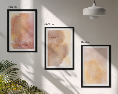 Gerahmtes bilderset Warme, farbenfrohe Aquarelltexturen