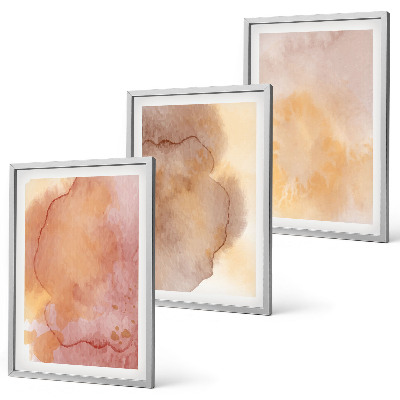 Gerahmtes bilderset Warme, farbenfrohe Aquarelltexturen