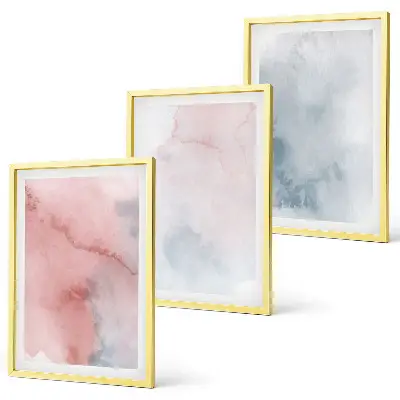 3er-Set Bilder mit Rahmen pastellfarbene Motive auf Leinwand