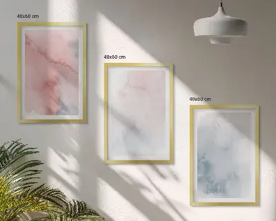 3er-Set Bilder mit Rahmen pastellfarbene Motive auf Leinwand