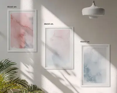3er-Set Bilder mit Rahmen pastellfarbene Motive auf Leinwand