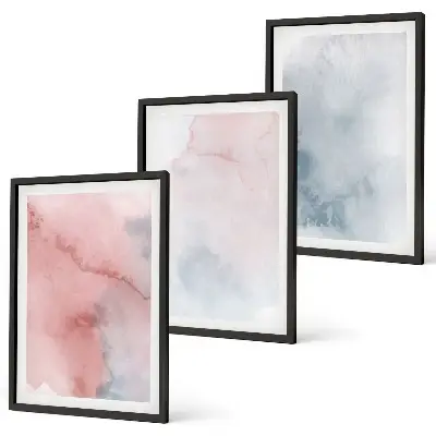 3er-Set Bilder mit Rahmen pastellfarbene Motive auf Leinwand