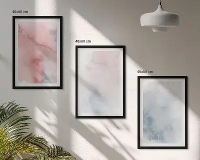 3er-Set Bilder mit Rahmen pastellfarbene Motive auf Leinwand