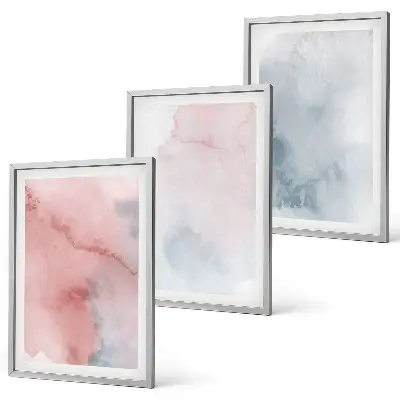 3er-Set Bilder mit Rahmen pastellfarbene Motive auf Leinwand