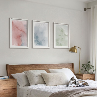 Gerahmtes bilderset Pastellfarbene Aquarellstrukturen