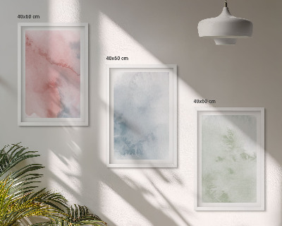 Gerahmtes bilderset Pastellfarbene Aquarellstrukturen
