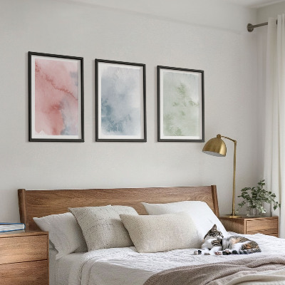 Gerahmtes bilderset Pastellfarbene Aquarellstrukturen