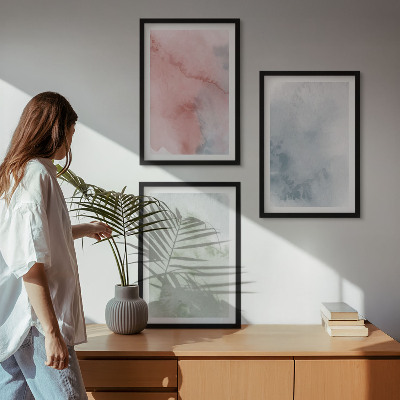 Gerahmtes bilderset Pastellfarbene Aquarellstrukturen