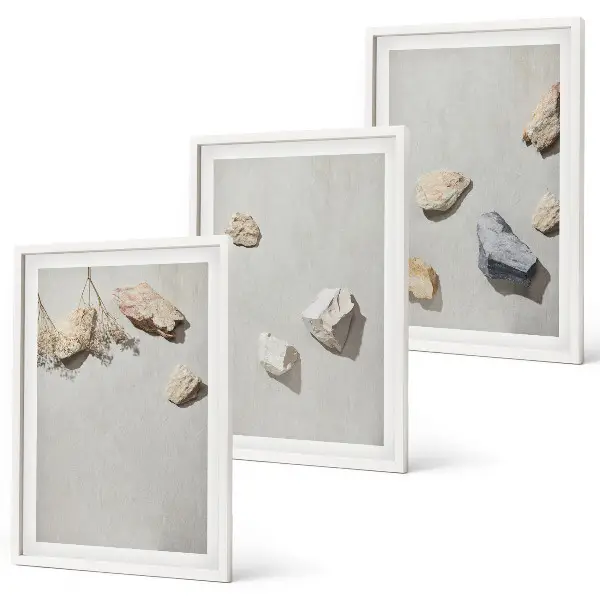 Boho Stranddekoration aus Steinen 3er Set inklusive Rahmen