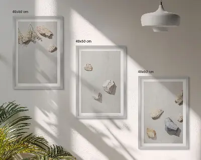 Boho Stranddekoration aus Steinen 3er Set inklusive Rahmen
