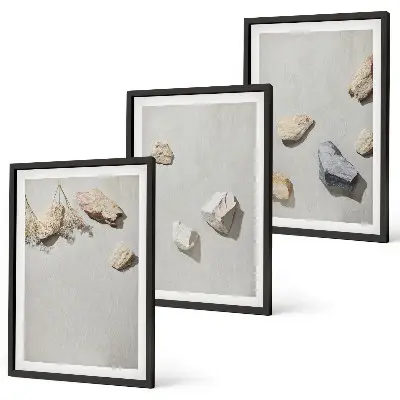 Boho Stranddekoration aus Steinen 3er Set inklusive Rahmen