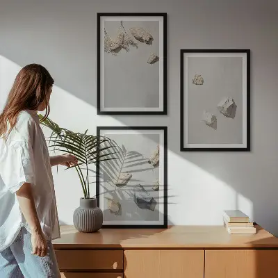 Boho Stranddekoration aus Steinen 3er Set inklusive Rahmen