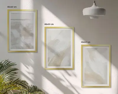 Abstrakte Pinselstriche 3er-Set Bilder mit Rahmen