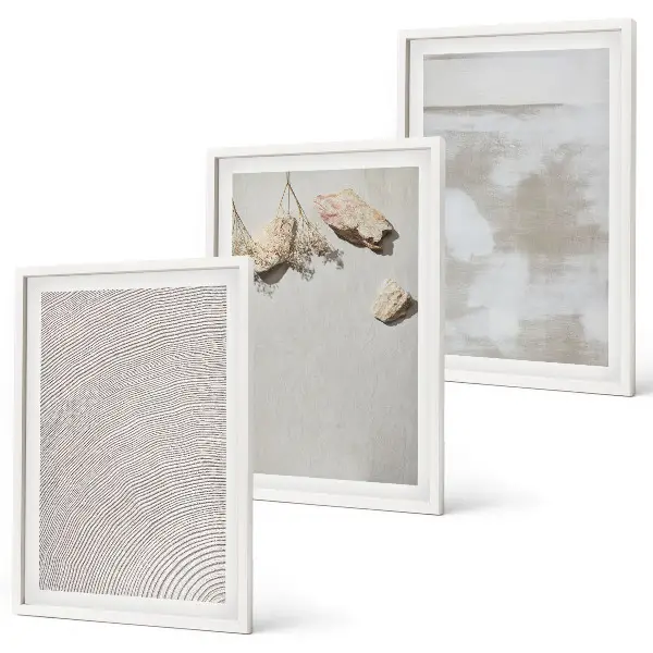 3er-Set Bilder mit Rahmen mit Boho-Textur aus Sandsteinen
