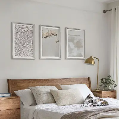3er-Set Bilder mit Rahmen mit Boho-Textur aus Sandsteinen