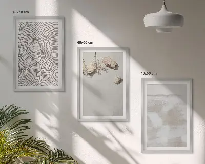 3er-Set Bilder mit Rahmen mit Boho-Textur aus Sandsteinen