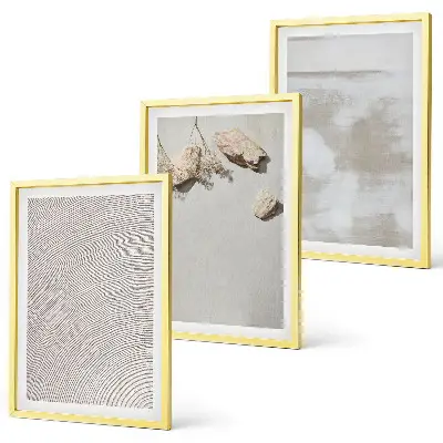 3er-Set Bilder mit Rahmen mit Boho-Textur aus Sandsteinen