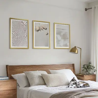 3er-Set Bilder mit Rahmen mit Boho-Textur aus Sandsteinen