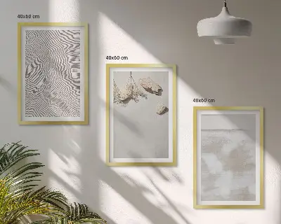 3er-Set Bilder mit Rahmen mit Boho-Textur aus Sandsteinen