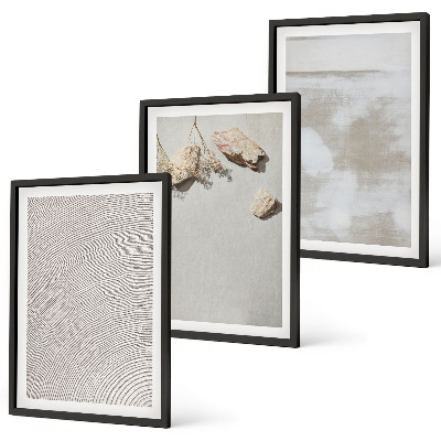 Bilder-3er-set mit rahmen Boho-Textur aus Sandsteinen