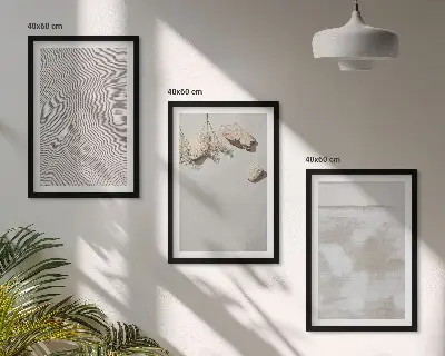 3er-Set Bilder mit Rahmen mit Boho-Textur aus Sandsteinen