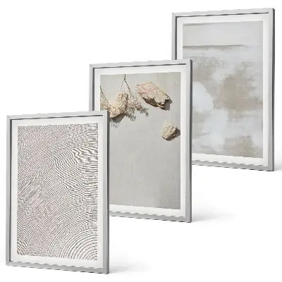 3er-Set Bilder mit Rahmen mit Boho-Textur aus Sandsteinen