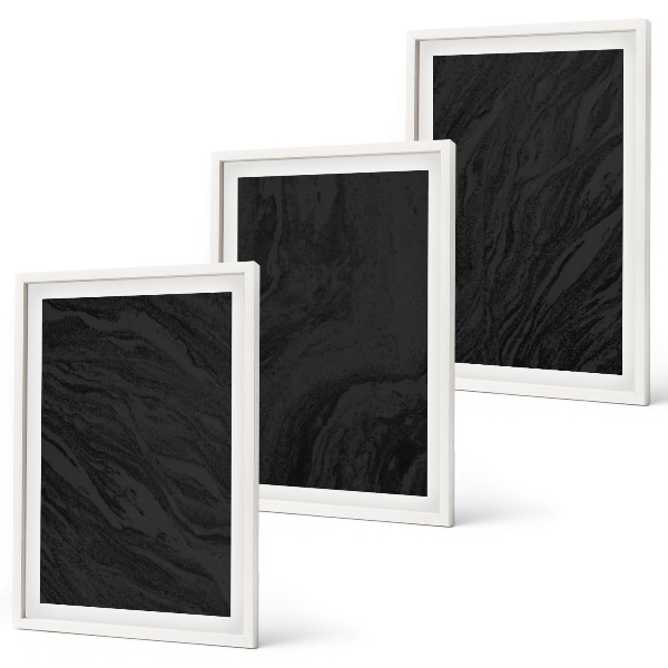 Gerahmtes bilderset Dunkler Marmor, elegante Texturen
