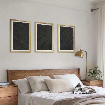 Gerahmtes bilderset Dunkler Marmor, elegante Texturen